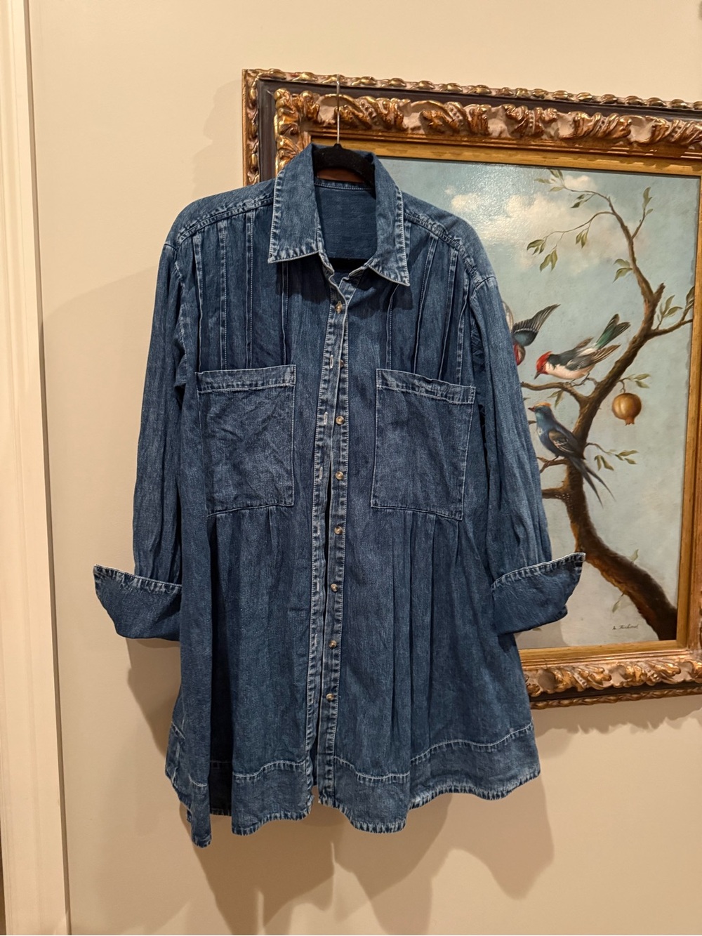 eshakti Washed Blue Denim Tunic/ Mini Dress  / Jacket